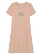 Metallic Print Ls A-Aline Dress Pink Calvin Klein