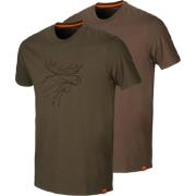 Härkila Men's Härkila Graphic T-Shirt 2-Pack Willow Green/Slate Brown