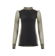 Aclima Women's WoolNet Hybrid Crew Neck Jet Black/Olive Night/Beige Me...