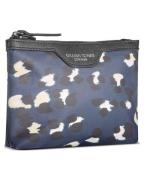 Gillian Jones Makeup Purse Blue Leopard