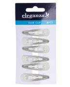 Eleganza Hair Clip Silver Glitter 4.7cm   6 stk.