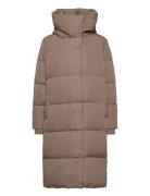 Objlouise Long Down Jacket Noos Fôret Kåpe Beige Object