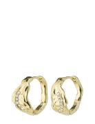 Pia Organic Shape Crystal Hoop Earrings Gold-Plated Accessories Jewell...