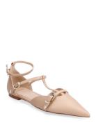 Shoes With Decorative Toe And Buckle Ballerinasko Ballerinaer Beige Ma...