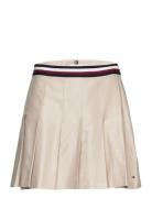 Global Stp Pleated Short Skirt Kort Skjørt Beige Tommy Hilfiger