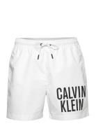 Medium Drawstring-Nos Badeshorts White Calvin Klein