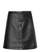 Slfdora Hw Short Leather Skirt Kort Skjørt Black Selected Femme