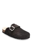 Biaolivia Mule Warmlined Suede Slippers Tøfler Black Bianco