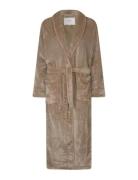 Long Fleece Robe Morgenkåpe Beige Rosemunde