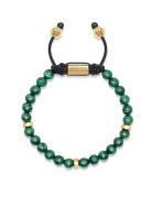Men's Beaded Bracelet With Malachite And Gold Armbånd Smykker Green Ni...