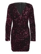 Sequin Dress Kort Kjole Burgundy Gina Tricot