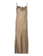 Slfsilva Ankle Strap Dress B Maxikjole Festkjole Gold Selected Femme