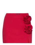 Mini-Skirt With Flower Appliqué Kort Skjørt Red Mango