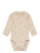 Body Aop Flower Bodies Long-sleeved Beige Lindex