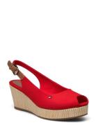 Iconic Elba Sling Back Wedge Sko Wedge Red Tommy Hilfiger