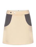 Mini Skirt With Snaps Kort Skjørt Beige Cannari Concept