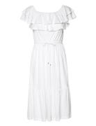 Jersey Off-The-Shoulder Dress Knelang Kjole White Lauren Ralph Lauren