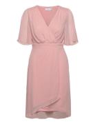 Virilla V-Neck 2/4 Short Dress/Bm/Dc Knelang Kjole Pink Vila