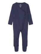 Rib Jersey Full Body Crossover Pyjamas Sie Jumpsuit Navy Copenhagen Co...