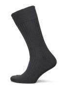 Charcoal Ribbed Socks Underwear Socks Regular Socks Black AN IVY