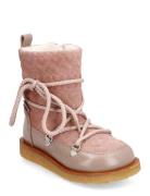 Boots - Flat - With Lace And Zip Vinterstøvletter Med Snøring Pink ANG...
