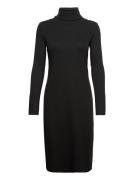 Cotton-Blend Turtleneck Dress Knelang Kjole Black Lauren Ralph Lauren