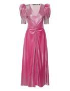 Gradient Plissé Dress Knelang Kjole Pink ROTATE Birger Christensen