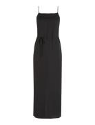 Recycled Cdc Midi Slip Dress Knelang Kjole Black Calvin Klein