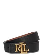 Logo Reversible Pebbled Leather Belt Belte Black Lauren Ralph Lauren