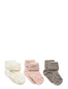 Wool Rib Baby Socks - 3-Pack Sokker Strømper Brown Mp Denmark