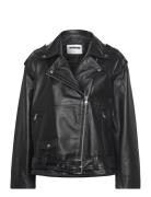 Nmpaulina Leather Biker Jacket Skinnjakke Skinnjakke Black NOISY MAY