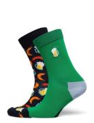 2-Pack Beer Socks Gift Set Lingerie Socks Regular Socks Green Happy So...