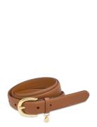 Charm Crosshatch Leather Belt Belte Brown Lauren Ralph Lauren
