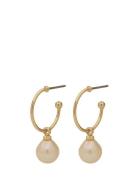 Eila Pearl Earrings Gold-Plated Accessories Jewellery Earrings Hoops G...