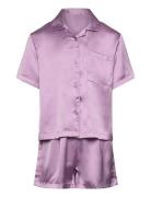 Pajama Satin Set Short Pyjamas Sett Purple Lindex