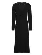 V-Necked Midi Dress Knelang Kjole Black Esprit Casual