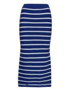 Striped Knitted Skirt Knelangt Skjørt Blue Mango