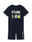 Nkmnightset Ss Game On Football Noos Pyjamas Sett Navy Name It