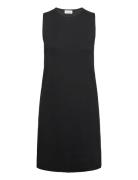 Extra Fine Wool Shift Dress Knelang Kjole Black Calvin Klein