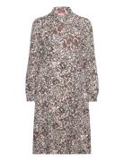 Patterned Shirt Dress Knelang Kjole Brown Esprit Collection