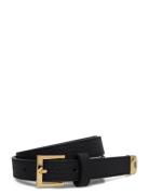 Pebbled Leather Skinny Belt Belte Black Lauren Ralph Lauren