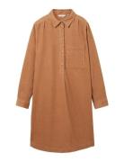 Corduroy Dress Solid Knelang Kjole Brown Tom Tailor