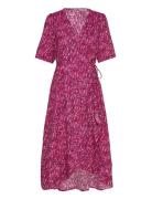 Onlleah S/S Wrap Midi Dress Ex Ptm Knelang Kjole Pink ONLY