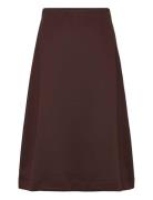 Slfjane Mw Midi Skirt Knelangt Skjørt Brown Selected Femme