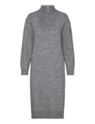 Objminna L/S Zip Knit Dress Dresses Knitted Dresses Grey Object