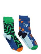 2-Pack Kids Crocodile Socks Sokker Strømper Multi/patterned Happy Sock...