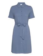 Vipaya S/S Shirt Dress - Noos Kort Kjole Blue Vila