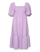 Cheri Solid Dress Knelang Kjole Purple A-View