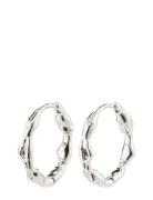 Zion Organic Shaped Medium Hoops Silver-Plated Accessories Jewellery E...