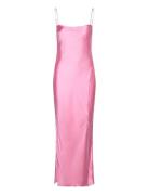 Satin Dress Knelang Kjole Pink Gina Tricot
